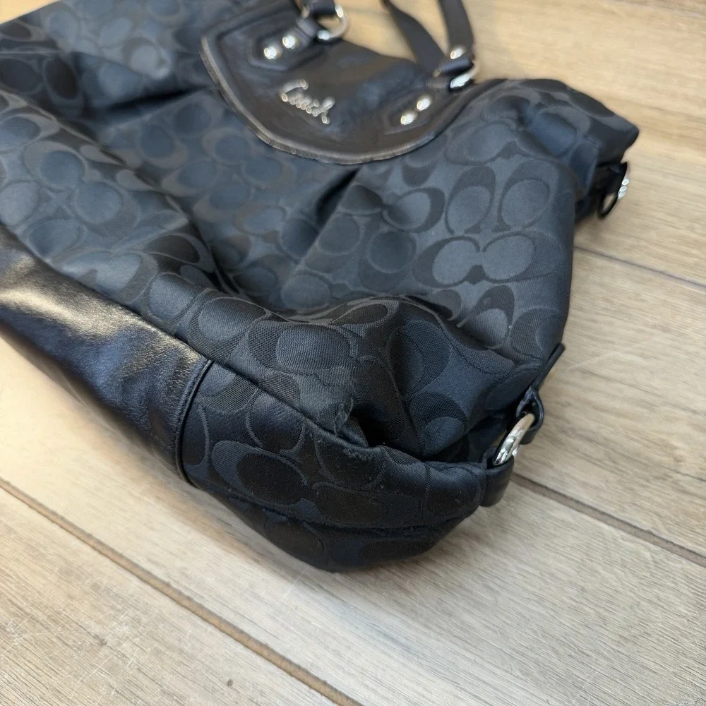 Coach Ashley Satchel Black Monogram Jacquard Leather Bag Y2K Classic F19244